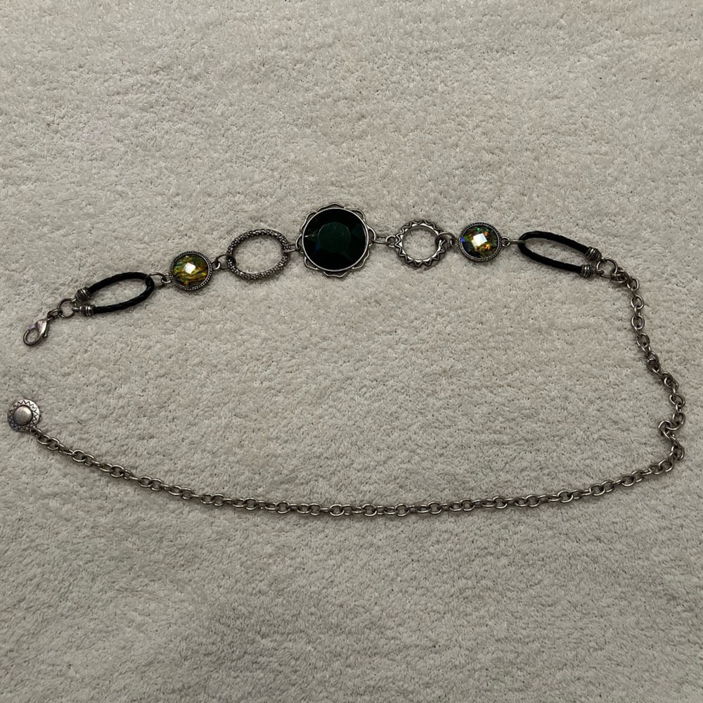 Chicos decorative stone and silver chain belt